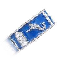 Ring mit Borkumer Motiven, 925er Sterling Silber, blau emailliert 60