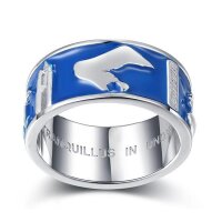 Ring mit Borkumer Motiven, 925er Sterling Silber, blau emailliert 60