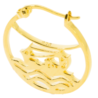 Seemanns-Ohrring, Fischercreole, 925er Silber vergoldet, 1 Stück